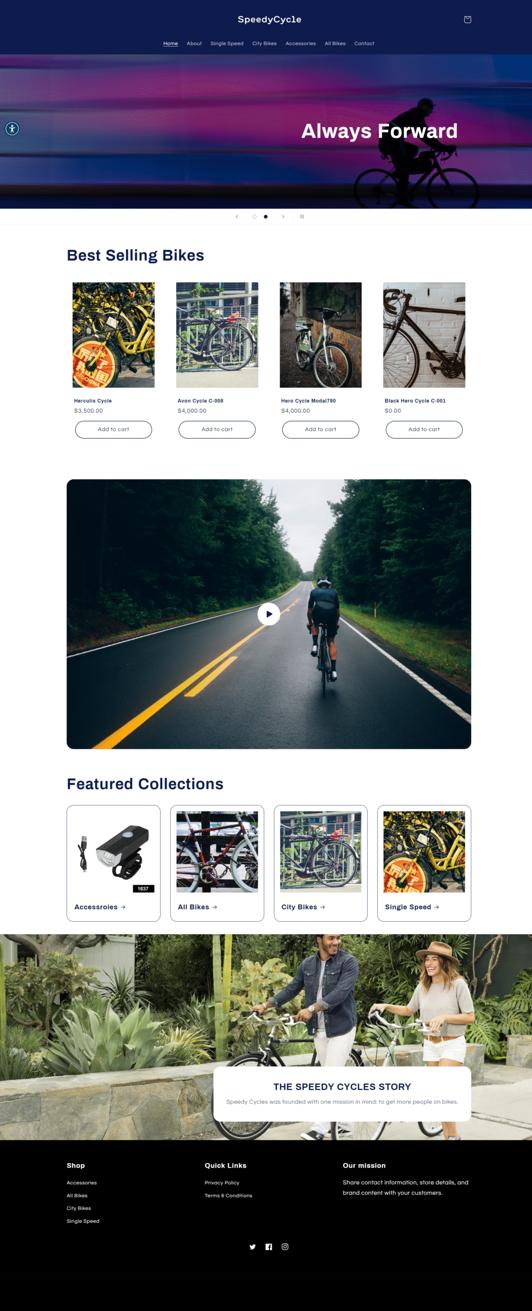 Cycle and biking Shopify eCommerce website