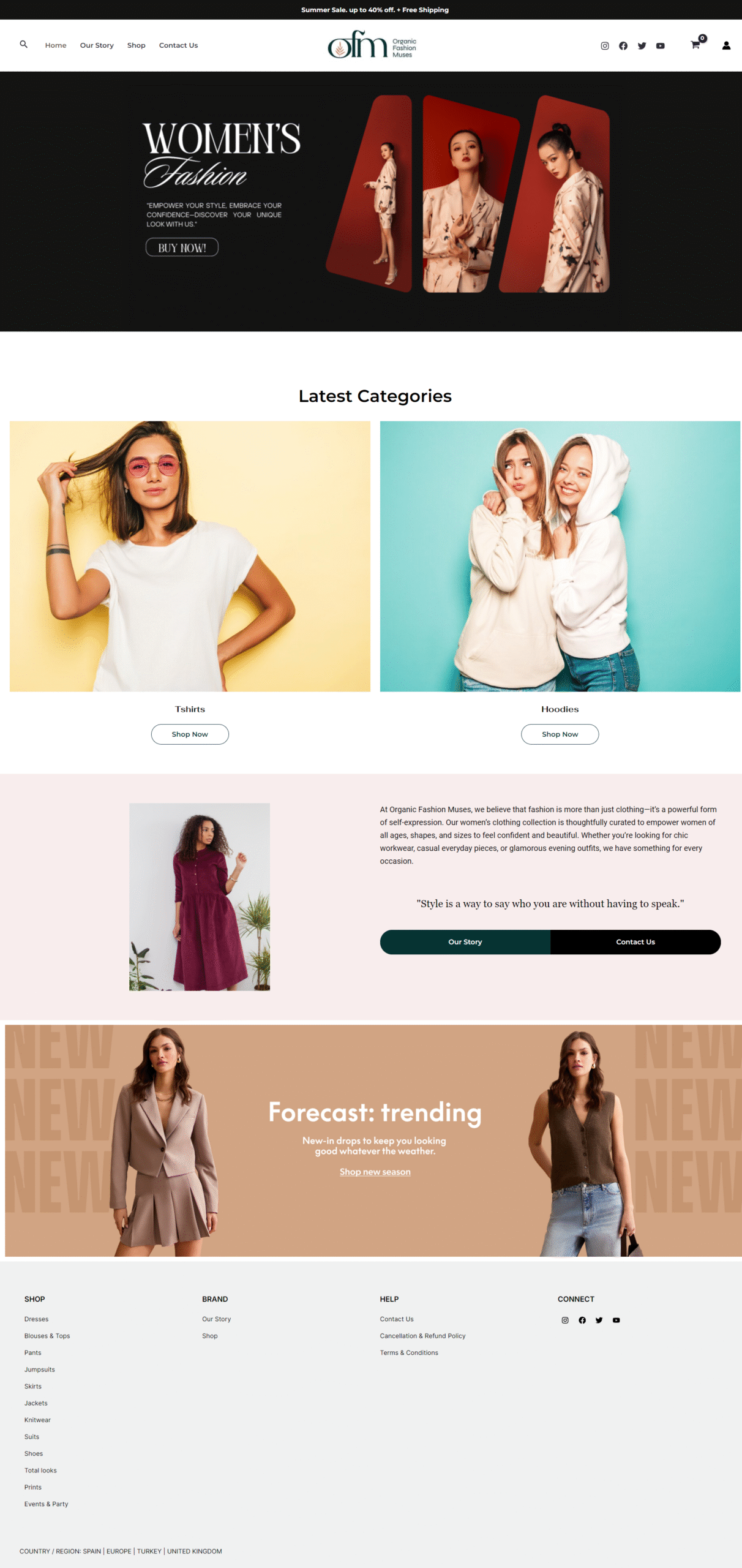 Women fashion clothing eCommerce website